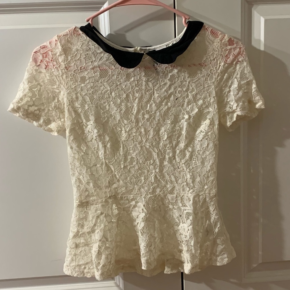 H&M Cream Peplum Lace Top